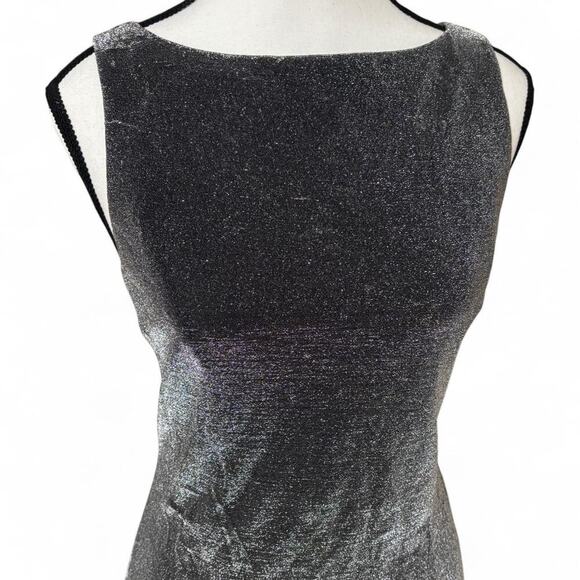 90's vTG ANDREA POLIZZI BLACK SILVER SPARKLE GLITTER COCKTAIL DRESS 6 medium. - Picture 4 of 8